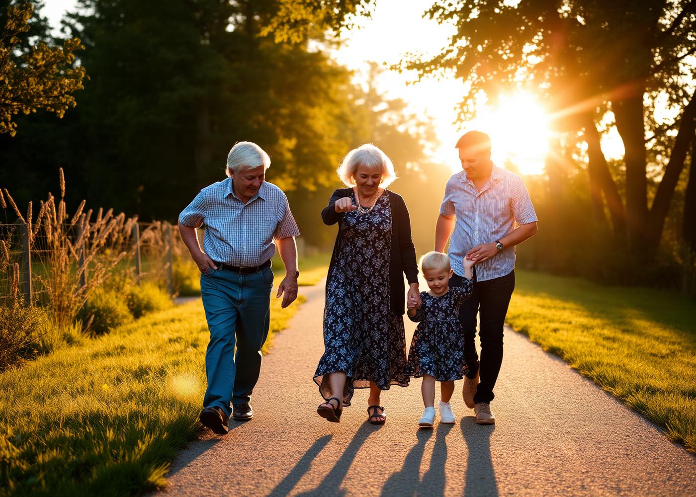 Three generations of a family enjoying time together