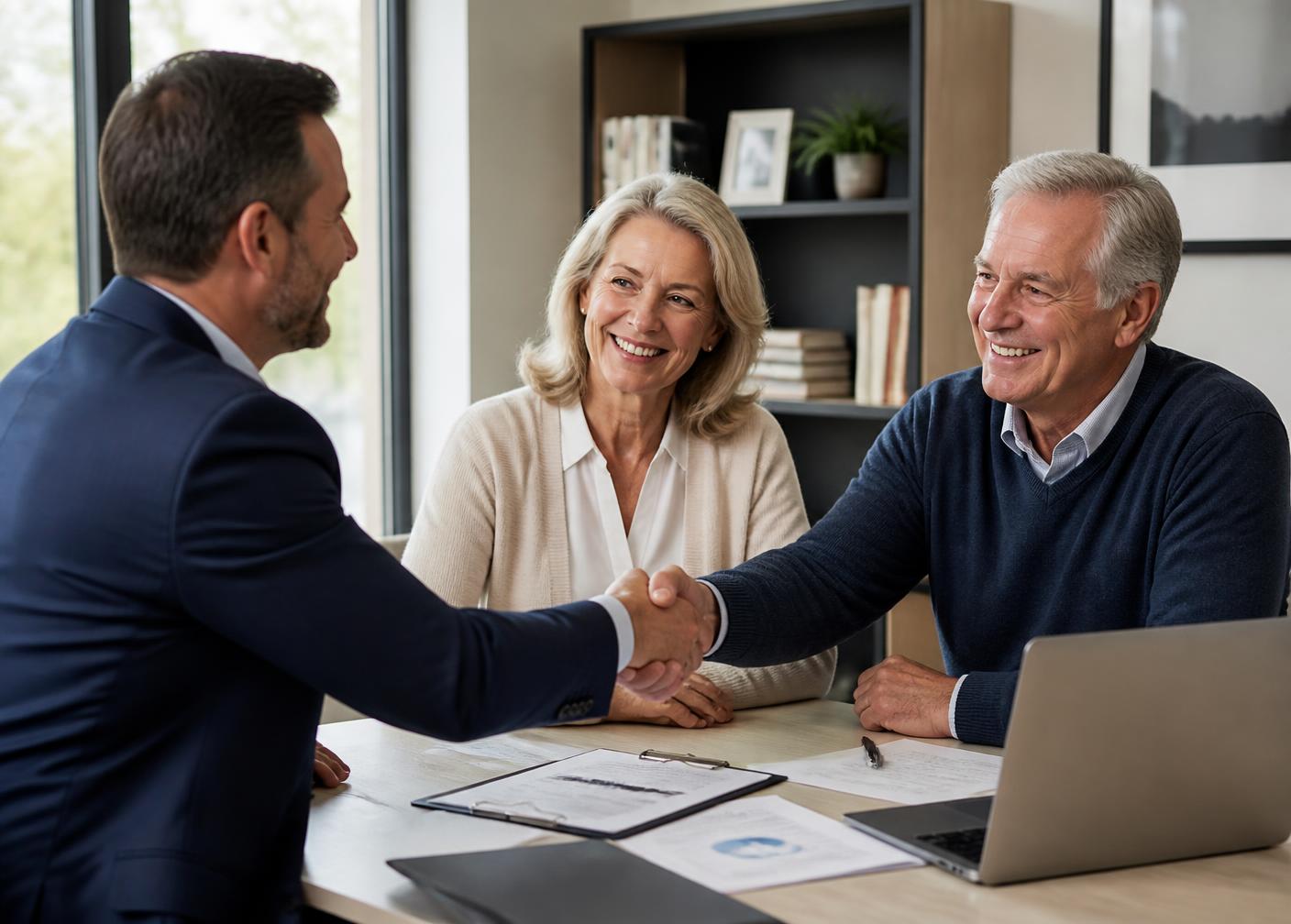 A My IRA Hero Expert shaking hands with a new client at the start of their rollover review